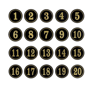 5cm 桌號牌 桌號 1-20 附泡棉膠 桌邊牌 號碼牌 數字貼 門牌數字貼 房號牌 壓克力桌號貼 圓形數字牌