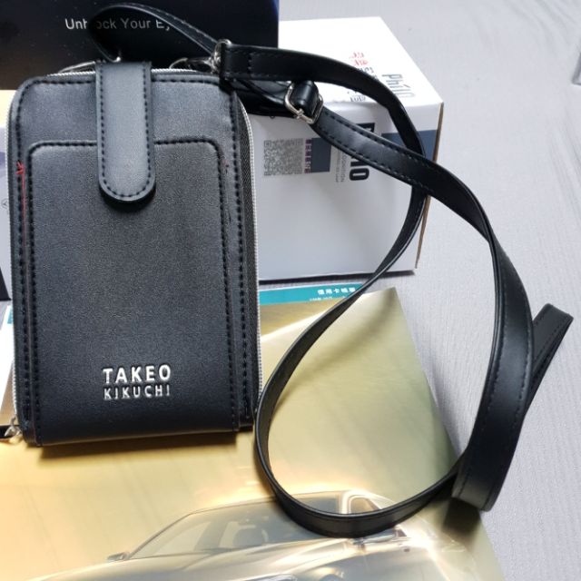 TAKEO KIKUCHI 手機袋 手機包 黑色 背帶鏈扣 護照包 側背袋 全台最便宜 全新未使用 找個新主人