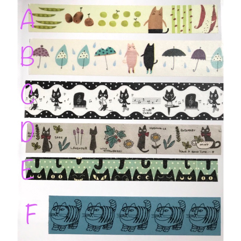 紙膠帶 分裝100公分 Noafamily 貓 尾巴 花草 傘 跳舞 蔬菜 LISA LARSON 藍貓