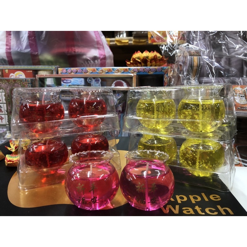 水晶蓮花燭 五路財神燈 果凍蠟燭（大）24小時 紅.橙.黃.綠.藍.紫.粉紅.透明.黑