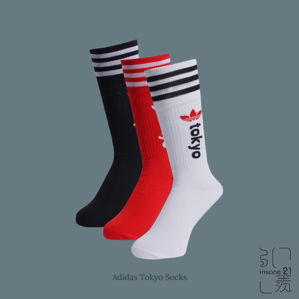 ADIDAS ORIGINALS SOCKS CREW 東京限定 長襪 情侶 三葉草 GU3810【Insane-21】