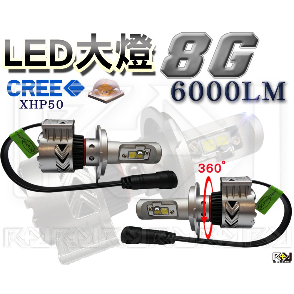 ⚡R+R⚡LED 大燈 最新8G爆亮款 低瓦數！高流明！新型渦流 ６０００LM 超越黑武士 鋼鐵人 戰神 MKR HID