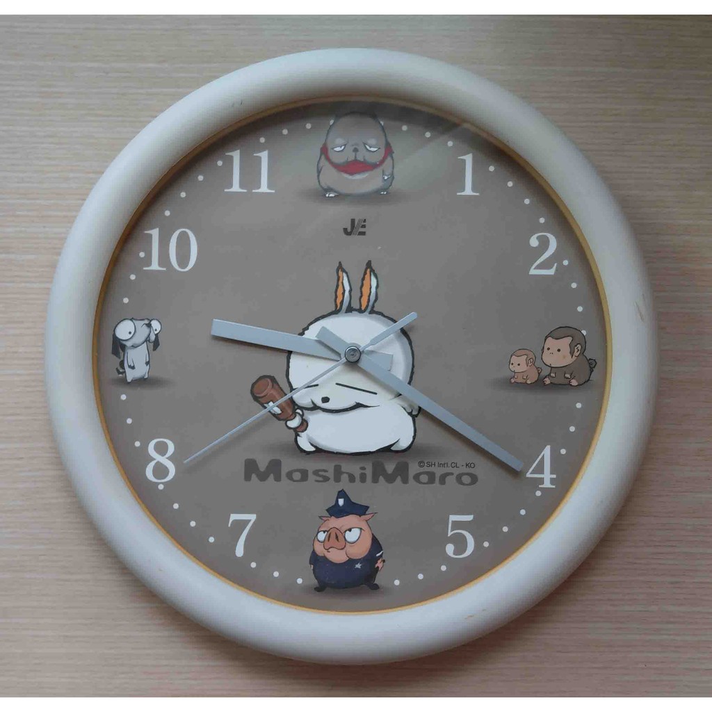 韓國製造 原裝進口 正版防偽雷射標籤 MashiMaro 賤兔 流氓兔 時鐘 掛鐘 壁掛鐘 擺鐘 (故障品，外表無破損)