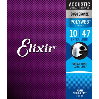 Elixir POLYWEB 11000 (10-47) 薄膜 防鏽 黃銅 木吉他弦 民謠吉他弦 [唐尼樂器]
