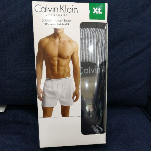 Calvin Klein 男純棉平織平口褲三入組