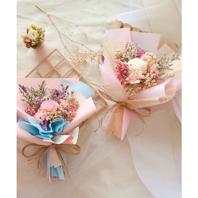 慶記花坊 粉嫩乾燥花束畢業花束情人節花束送禮花束演奏會不凋花永生花送禮節日紀念 蝦皮購物