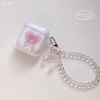彩色小熊可愛原創AirPods1/2代保護套3代i12透明殼蘋果藍牙耳機套