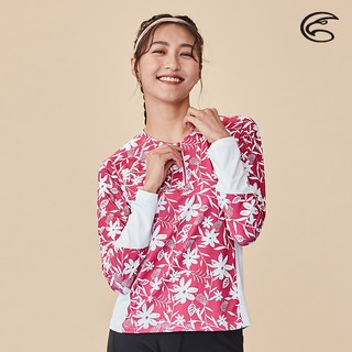 ADISI 女半門襟抗UV印花防磨防曬長袖上衣(舒適版)AR2113075 花花世界｜防磨衣 水母衣 溯溪 浮潛 泳衣