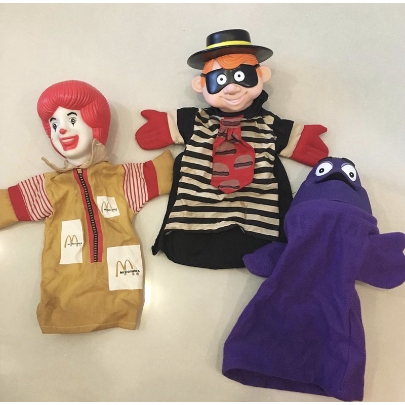 1993年麥當勞手偶三隻合售奶昔大哥麥當勞叔叔漢堡神偷McDonald's Hand Puppet