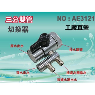 【水築館淨水】切換器3分雙管 分水器 RO純水機 淨水器 過濾器 飲水機 電解水機(貨號AE3121)