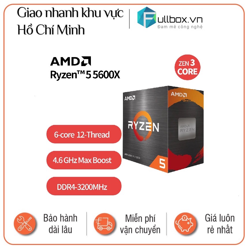 Cpu 處理器 AMD Ryzen 5 5600X 原裝密封整箱(3.7GHz Boost 4.6GHz 6 核 12