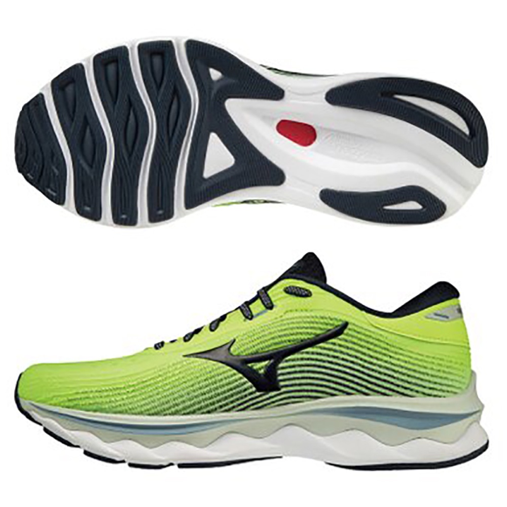 MIZUNO WAVE SKY 5 男鞋 慢跑 U4icX中底 螢光綠【運動世界】J1GC210246