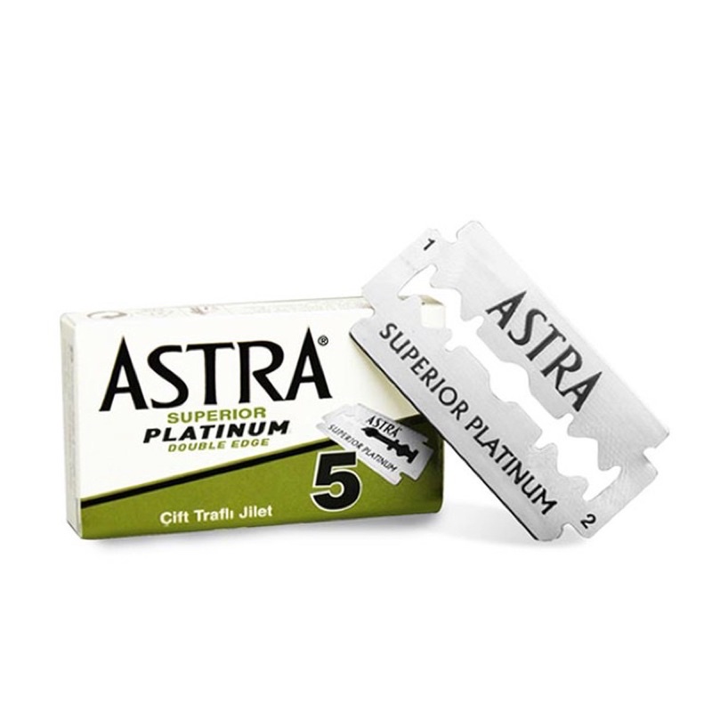 俄羅斯 Astra - 極致白金 刮鬍刀片（5片 / 通用復古雙面安全手動刮鬍刀 傳統老式雙刃刀架 剃刀刮刀剃刀片）