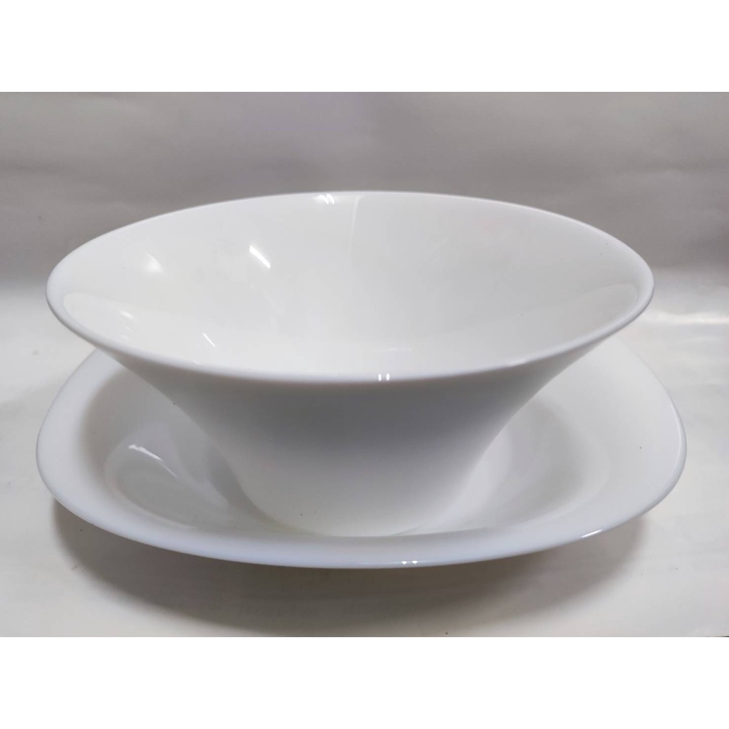 光洋科紀念品 Luminarc 法國 樂美雅時尚餐盤二入組 盤子 沙拉碗 白玉玻璃 特有的強化玻璃