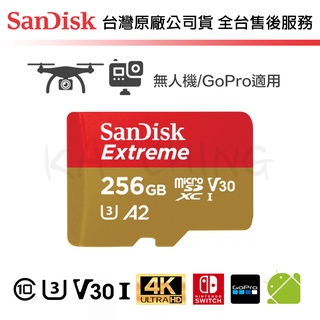 【臺灣保固】SanDisk Extreme A2 256G micro SDXC 記憶卡 Gopro 適用
