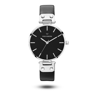 MOCKBERG瑞典設計師品牌手錶 ∣ 女錶 MO111-ASTRID BLACK 黑面 / 銀指針 / 銀刻度