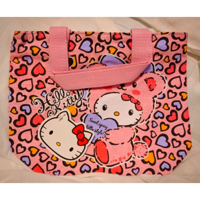 【現貨正版】日本精品 Hello Kitty 凱蒂貓 三麗鷗 可愛 附拉鍊手提袋手提包帆布袋