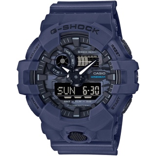 CASIO 卡西歐 G-SHOCK 城市迷彩 計時雙顯錶-藍 GA-700CA-2A