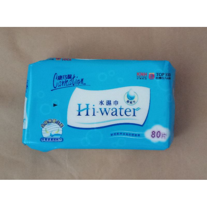 康乃馨HI WATER水濕巾80片 純水柔濕巾 （12包/ 箱）
