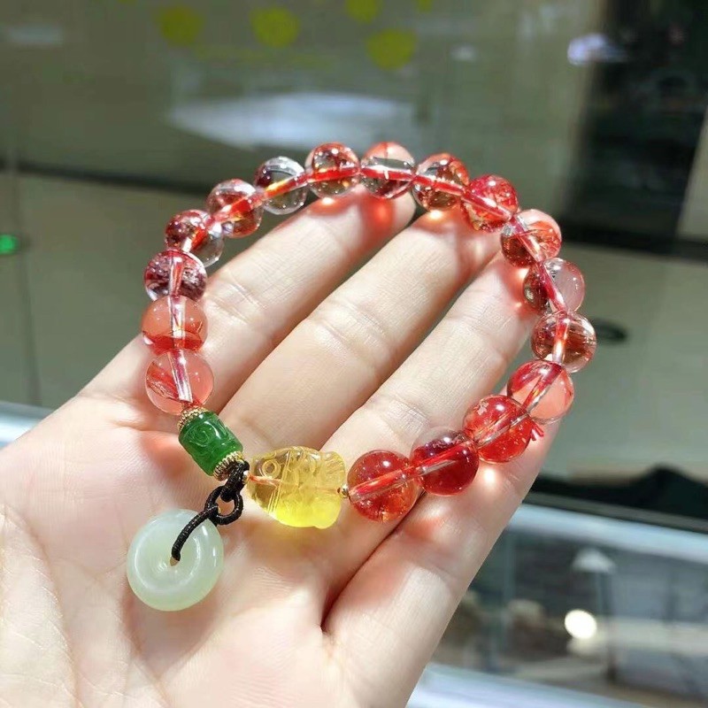 純天然紅通通鳳羽晶手鍊手鏈 蝦皮購物
