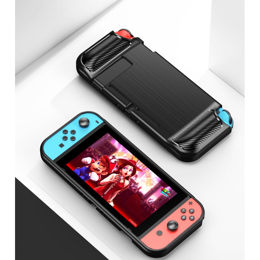 Nintendo switch 碳纖維拉絲硅膠套 switch歐美熱銷保護殼switch Lite
