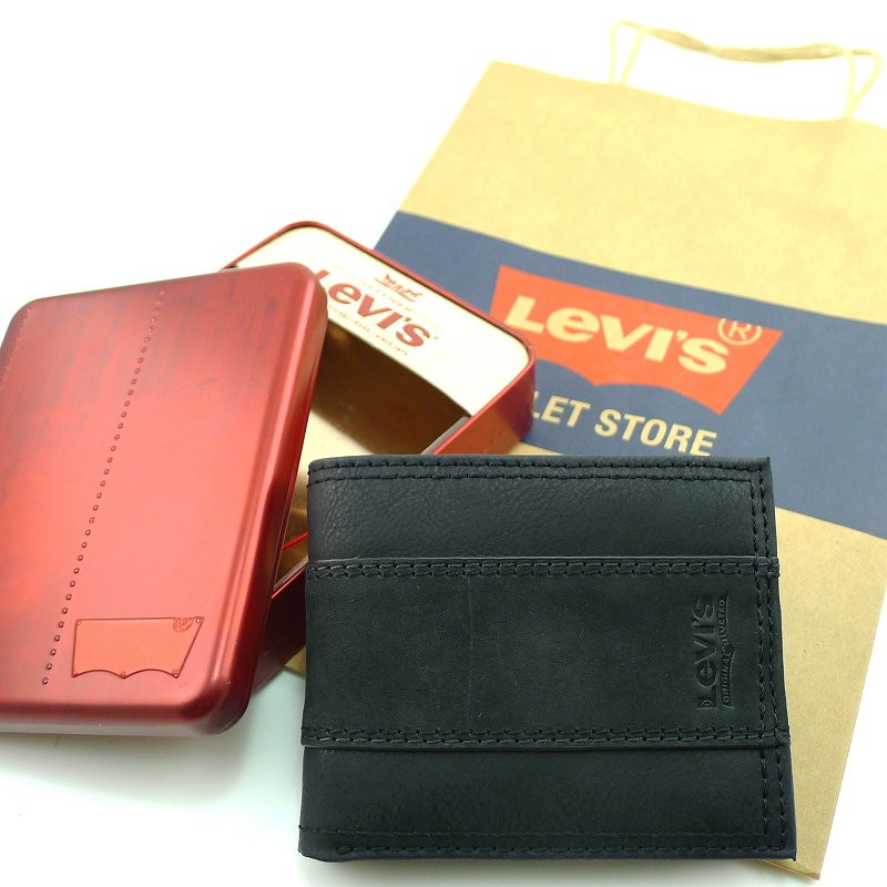 【Levi's專櫃正品】美國Levis正品多卡拼接麂皮 短夾 附金屬禮盒◎可附原廠提袋 男生皮夾 男用 錢包 真皮