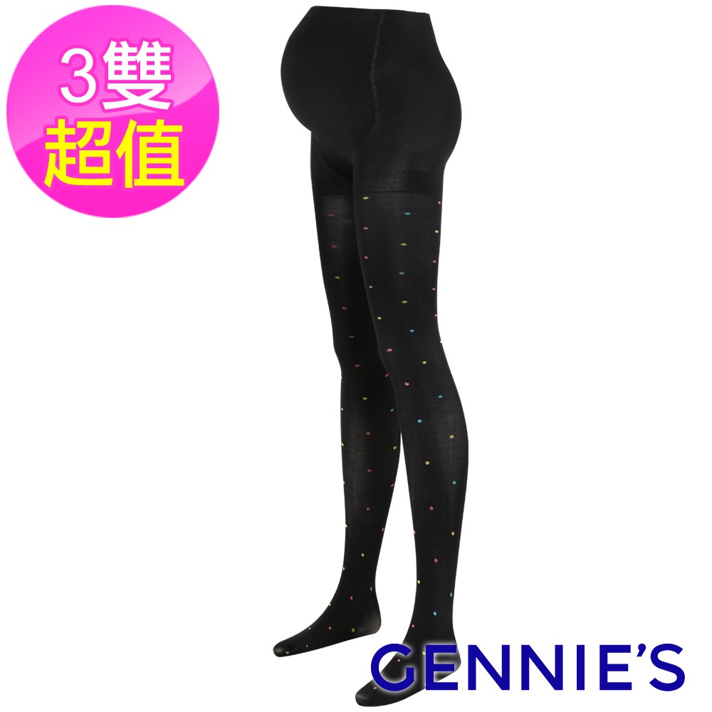 【Gennies 奇妮】點點緹花彈性褲襪-3入組(GM74)