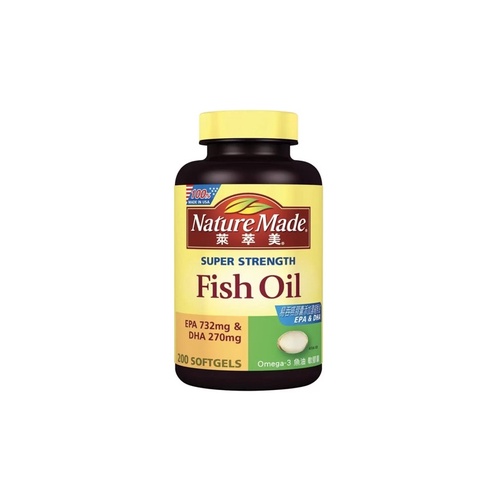 Nature Made萊萃美Omega-3魚油軟膠囊，高濃度魚油，200粒