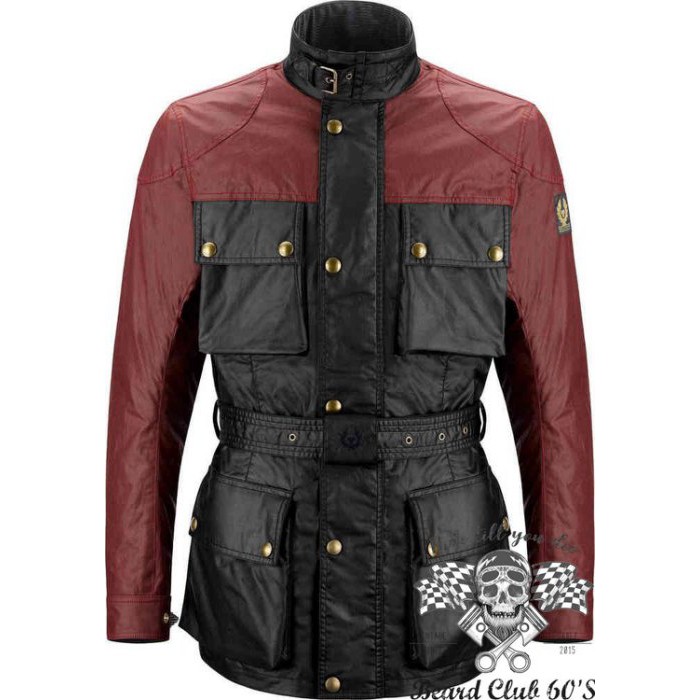 ♛大鬍子俱樂部♛ Belstaff® Sheene 英國 貝克漢 復古 蠟棉 重機 防摔 防水 夾克 拼接 黑/紅