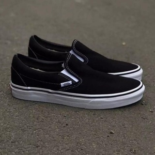 范斯 Hitam Vans 男鞋 SLIP ON BLACK White_Shoes For Men Vansse_Sh