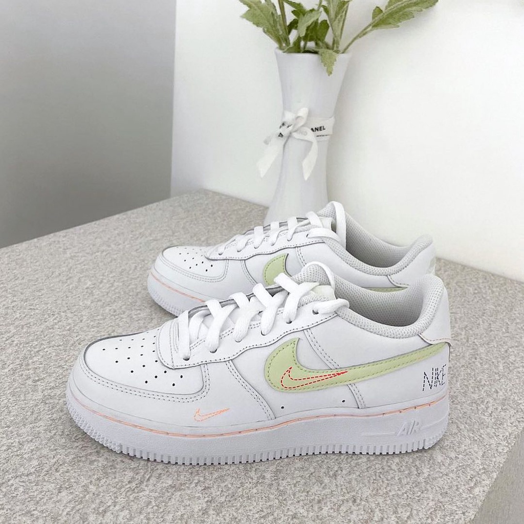 EJ- 零碼24/24.5cm NIKE AIR FORCE 1 GS 大童綠橘藍繪畫青檸台灣未發售