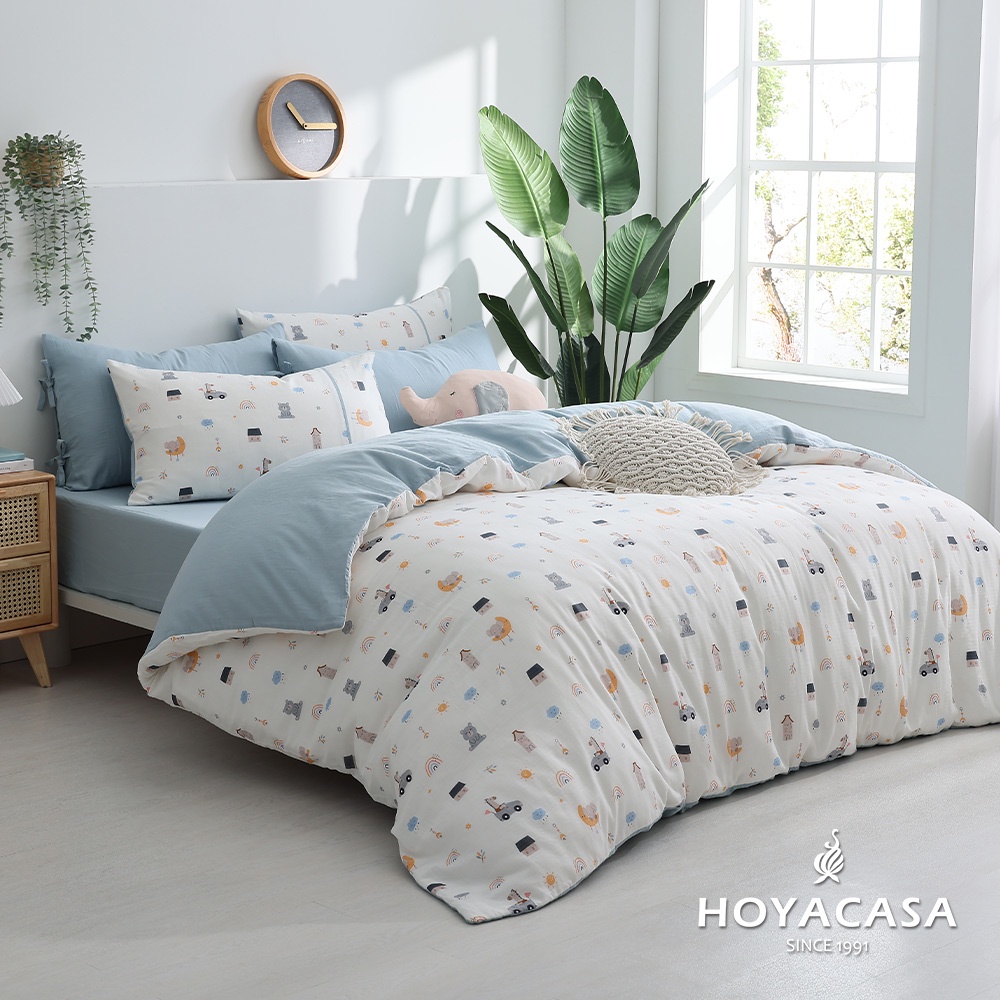 《HOYACASA》童樂繪-抗菌雙層好眠紗兩用被床包組(單人/雙人/加大)