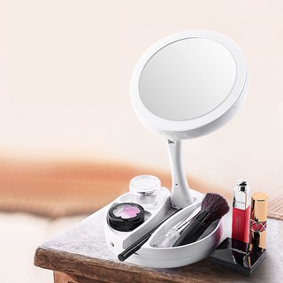 【🔥台灣24H出貨🔥】化妝鏡 梳妝鏡 桌鏡 化妝鏡 雙面折疊LED燈 雙面鏡子 立鏡【RS853】