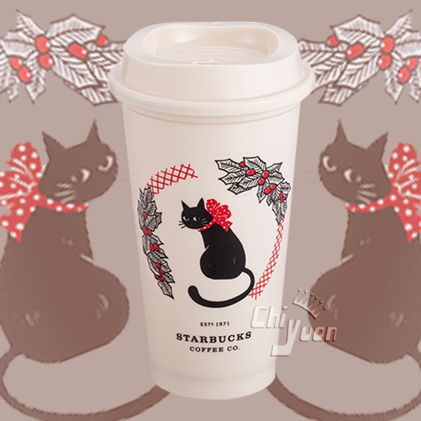 Starbucks 台灣星巴克 2020 聖誕節 黑貓祝福 Kermit 16oz 隨行杯 環保杯 貓咪 喵喵 俏皮黑貓