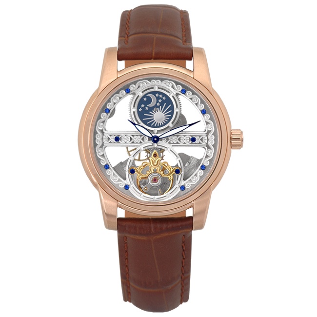 現貨 Valentino Coupeau 日月相鏤雕機械腕錶 原廠正品 61619R-1 范倫鐵諾古柏