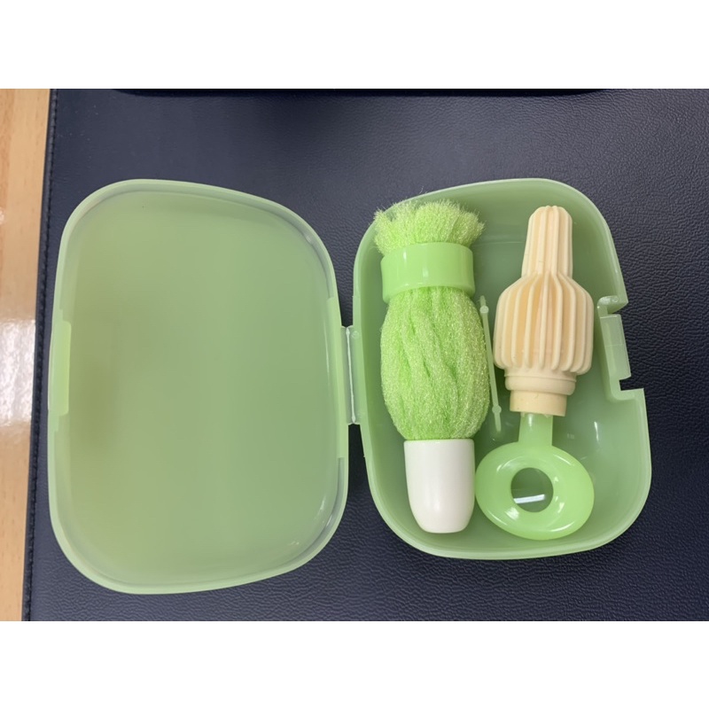 日本製 Akachan 阿卡將 外出攜帶式 魔法奶瓶奶嘴刷組 清潔刷組 綠色