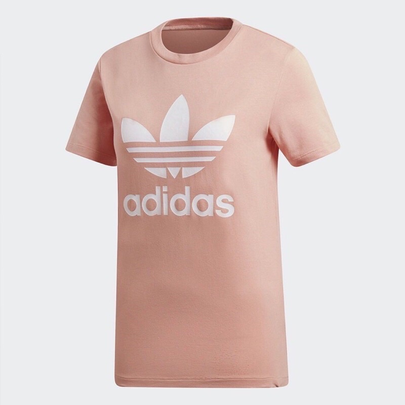 全新 粉紅色adidas三葉草短袖T恤上衣 尺寸：