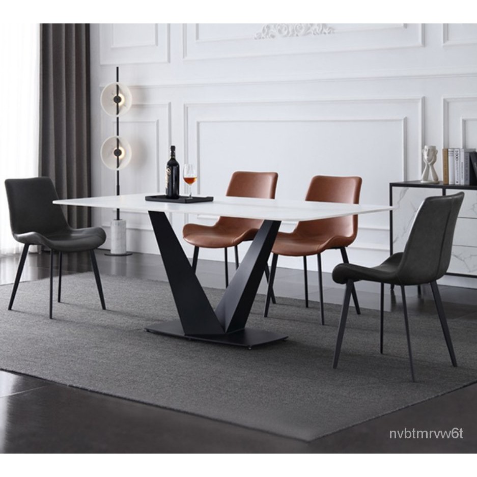 【直銷·免運】-頂冠北歐岩板餐桌椅組合現代簡約餐桌家用小戶型長方型大理石飯桌-家具