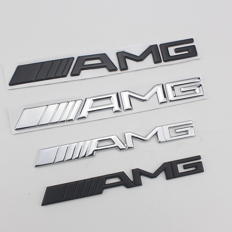 AMG字母標 適用Benz尾標貼logo 金屬電鍍車標貼 適用賓士E級C級S級GLK級 銀色黑色