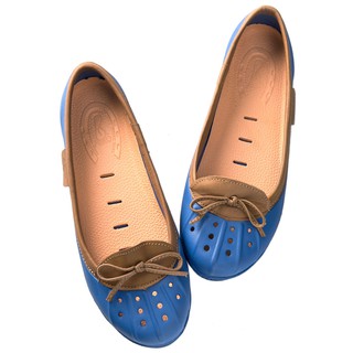 美國加州 PONIC&Co. ELLA 防水輕量 娃娃鞋 雨鞋 藍色 女 懶人鞋 休閒鞋 環保膠鞋 平底 真皮滾邊