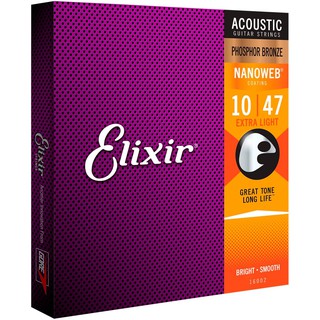【三木樂器】Elixir 16002 民謠吉他弦 10-47 磷青銅 紅銅 NANOWEB Extra Light