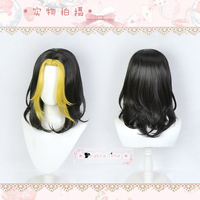 小爺的店｜預購｜cosplay｜東京卍復仇者｜重生之道｜羽宫一虎｜現代散髮版｜馬尾版｜自然黑&金色｜高溫絲假髮｜有鈴鐺耳