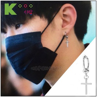 ❌免運❌ 權順榮同款 韓國耳夾耳環 ASMAMA SEVENTEEN Hoshi 同款圓珠十字耳環 正韓耳環 耳夾式耳環