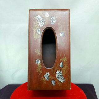 面紙盒(花梨木鑲貝殼)