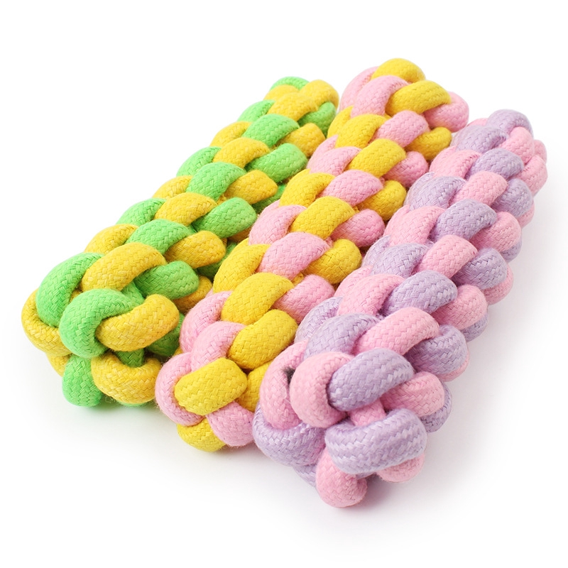 【PetBaby寵物精靈】糖果色棉繩-雙色編織麻花棒 18CM 批發寵物玩具玉米棒棉繩