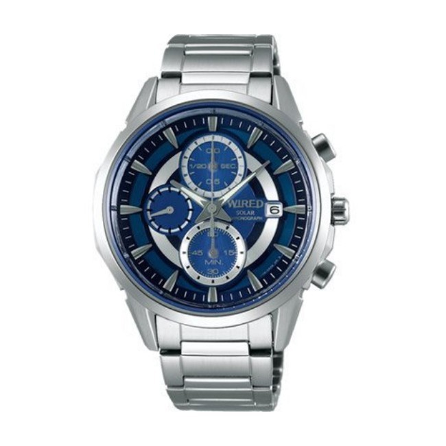 WIRED SOLAR新款太陽能計時腕錶-藍-42mm (AY9001X1)