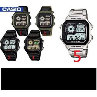 【天龜】CASIO地圖錶 世界時間 十年電池系列 雙時區顯示時間AE-1200WH