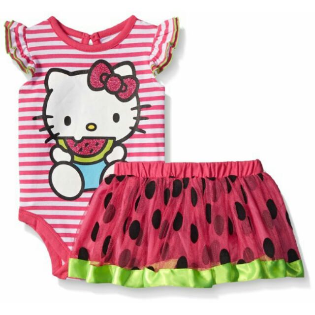 美國購回 Hello Kitty 包屁衣 裙子
兩件式 套裝 3-6M