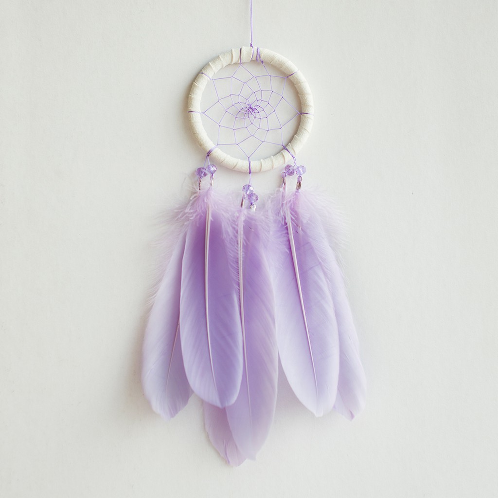 捕夢網 8cm - 簡單淺紫 - DIY 材料包和成品都有 - 手作禮物、生日禮物、交換禮物、情人節禮物