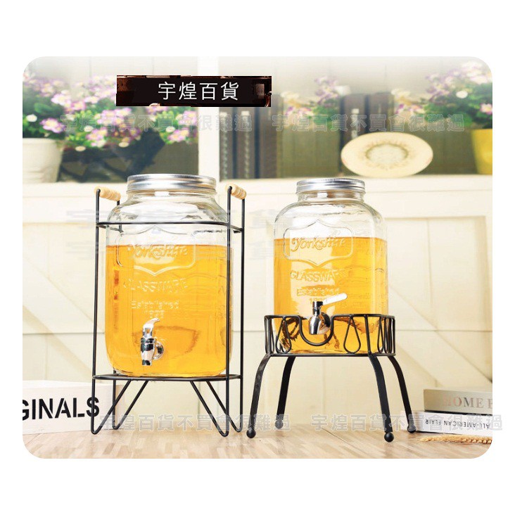 宇煌百貨☛新品韓國人氣玻璃梅森果汁桶（冷飲專用）4L /5L /8L 梅森罐 玻璃瓶 飲料桶 冰桶 果汁桶 啤酒桶